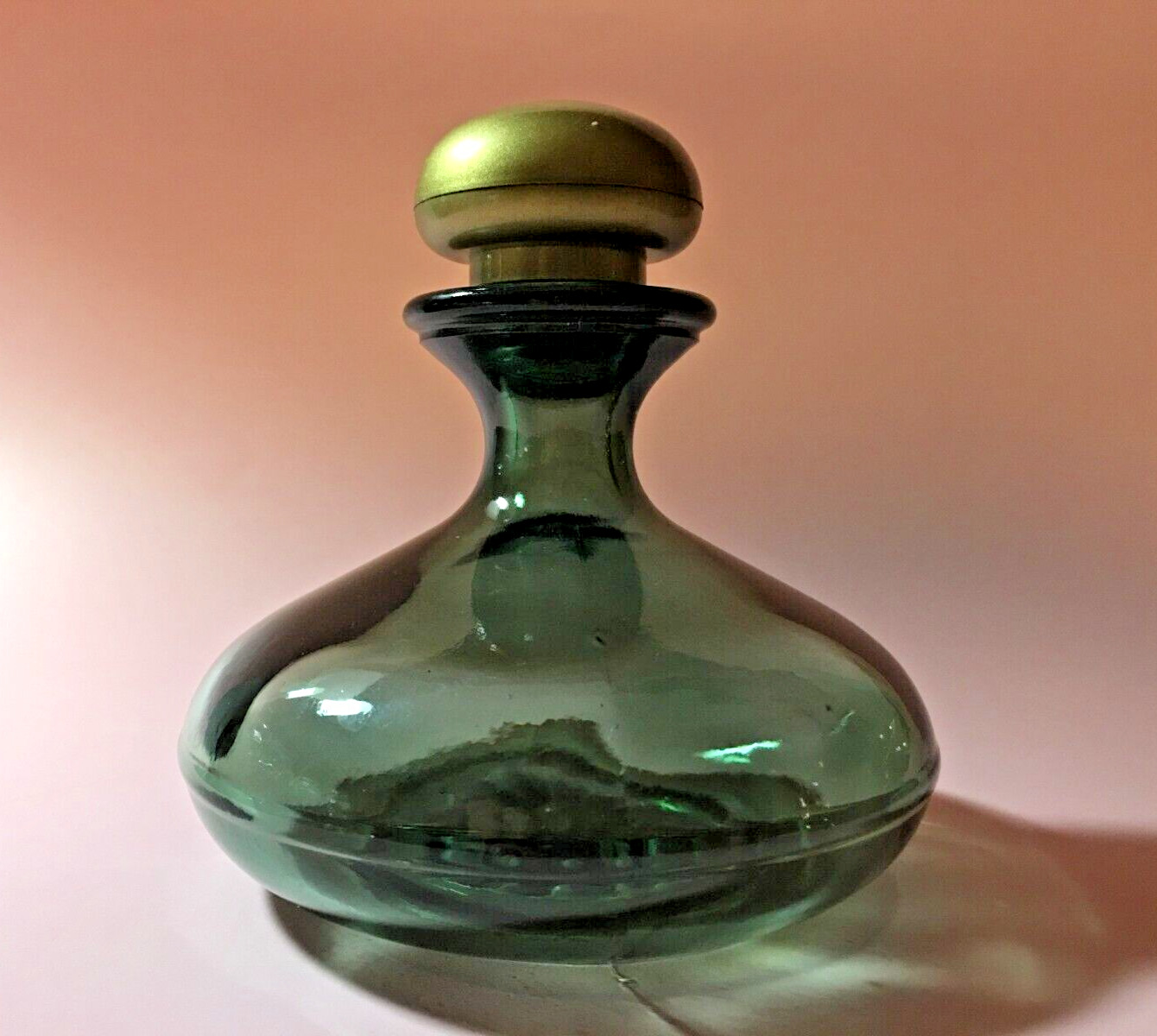 Fabulous Dark Green Art Deco Vintage Avon PERFUME Bottle Gold Screw Top