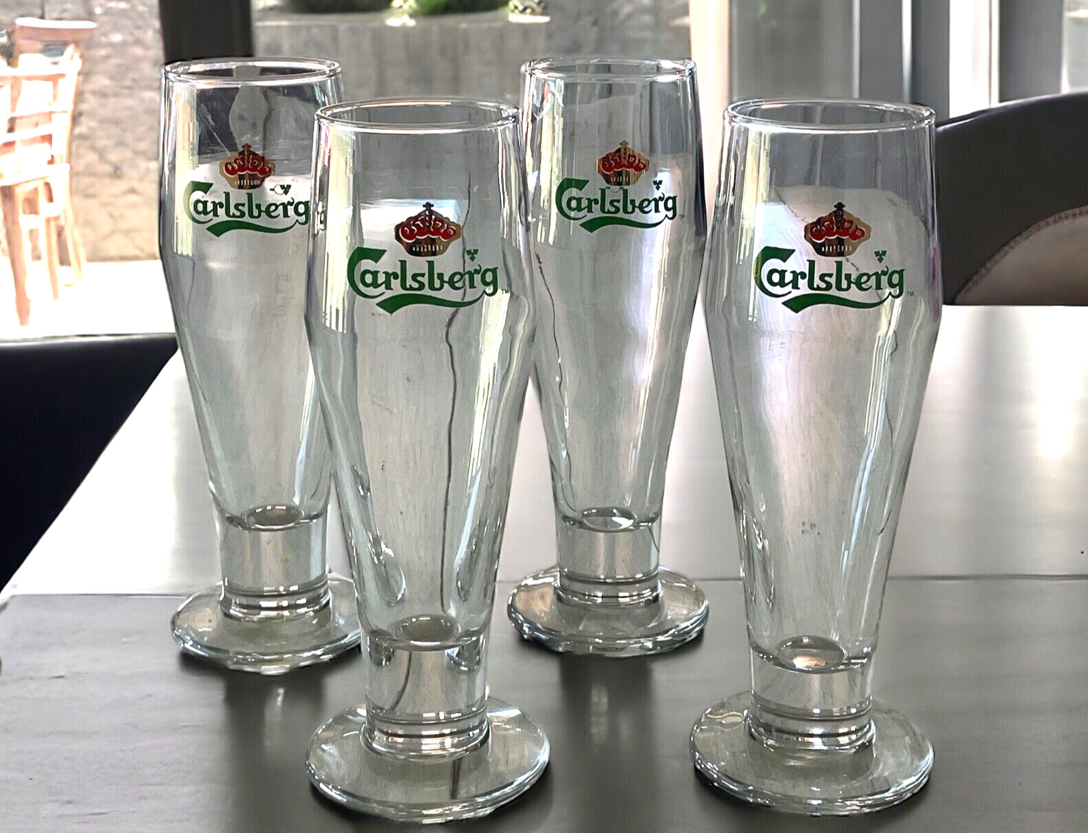 Carlsberg Denmark Vintage Footed Beer Glass 8 3/4\