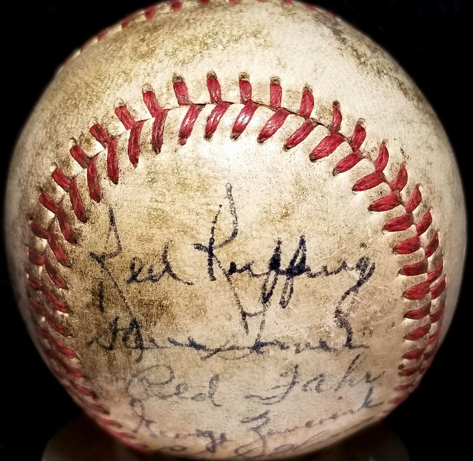 1951 RED RUFFING Signed OAL Reach Ball HOF vtg 50s Cleveland IndiansTeam PSA