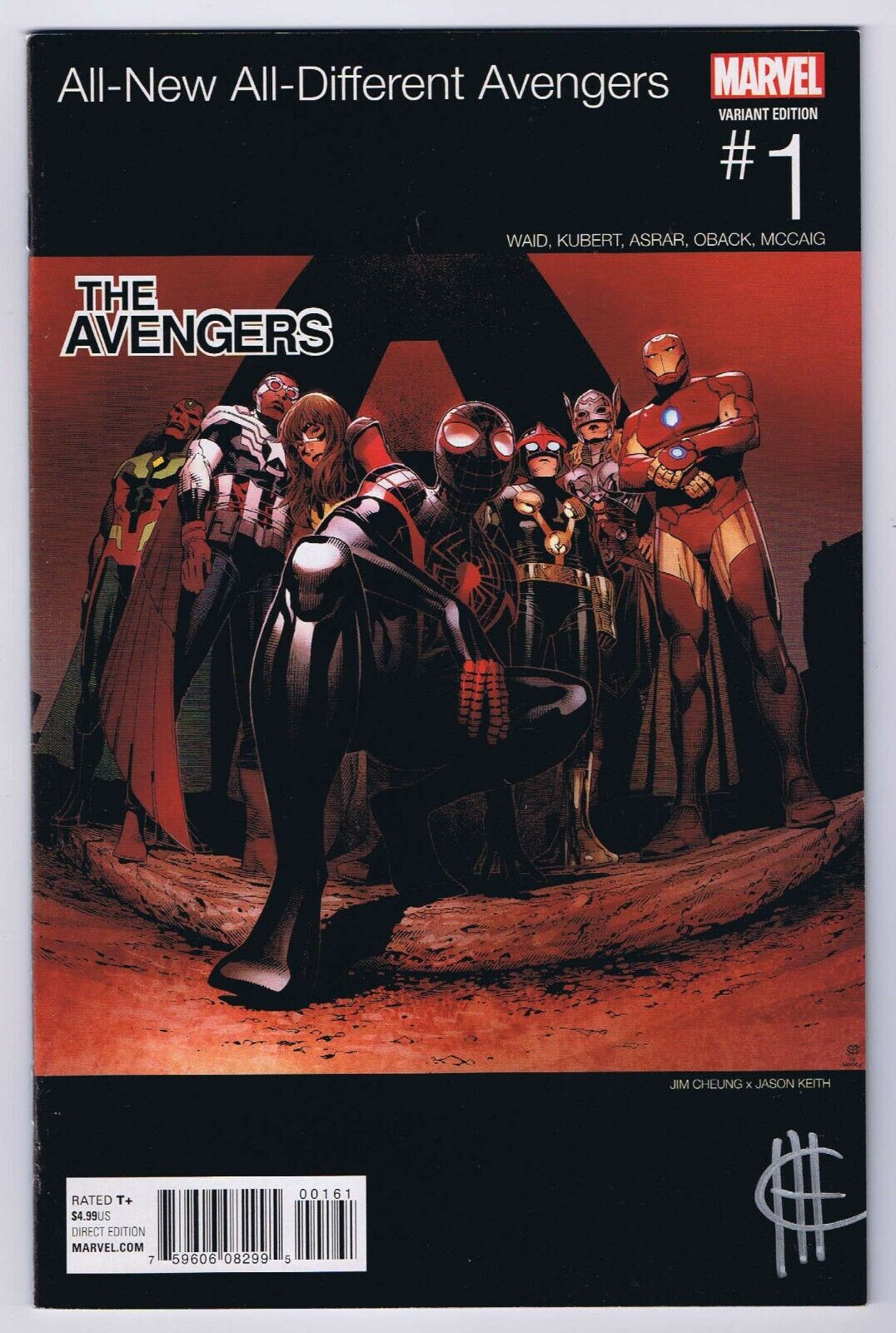 All New All Different Avengers #1 Hip Hop Variant VF/NM Signed w/COA Jim Cheung