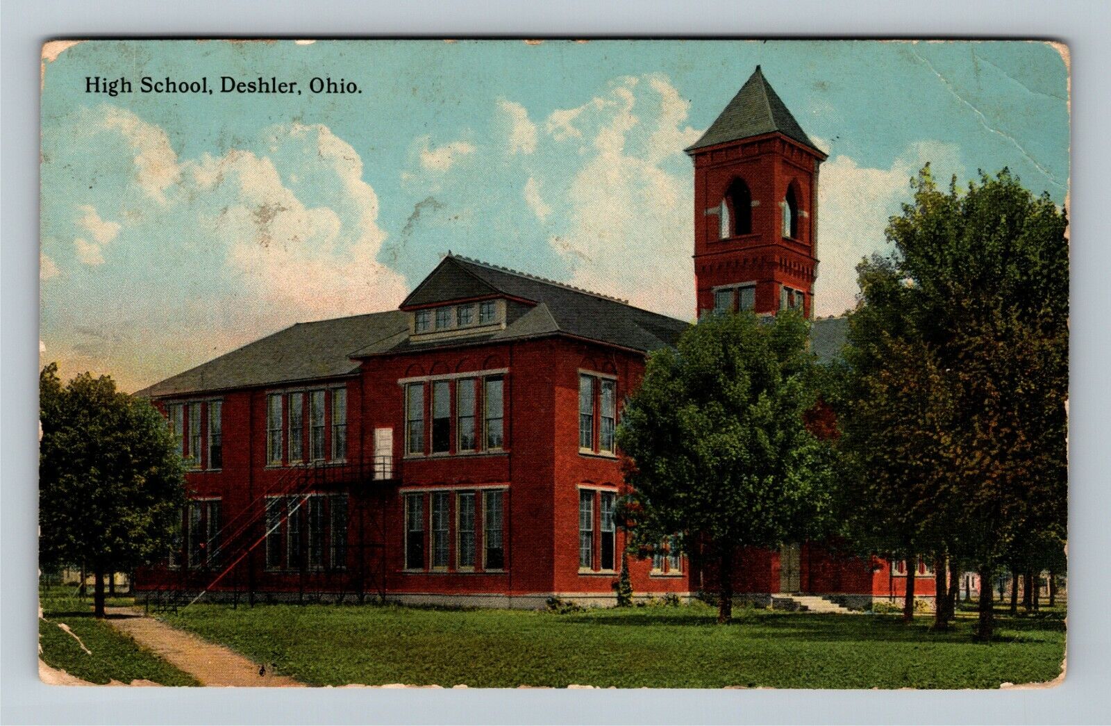 Deshler, OH-Ohio, High School, c1919 Vintage Postcard