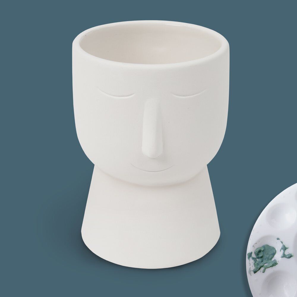 Create Basics Paintable Ceramic Face Planter