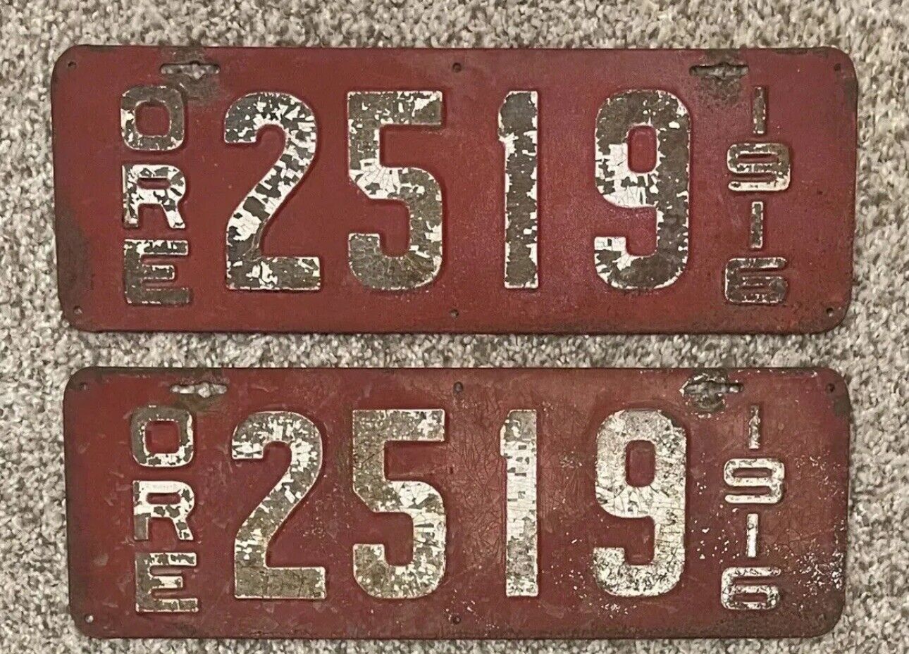 1916 Oregon License Plate Set