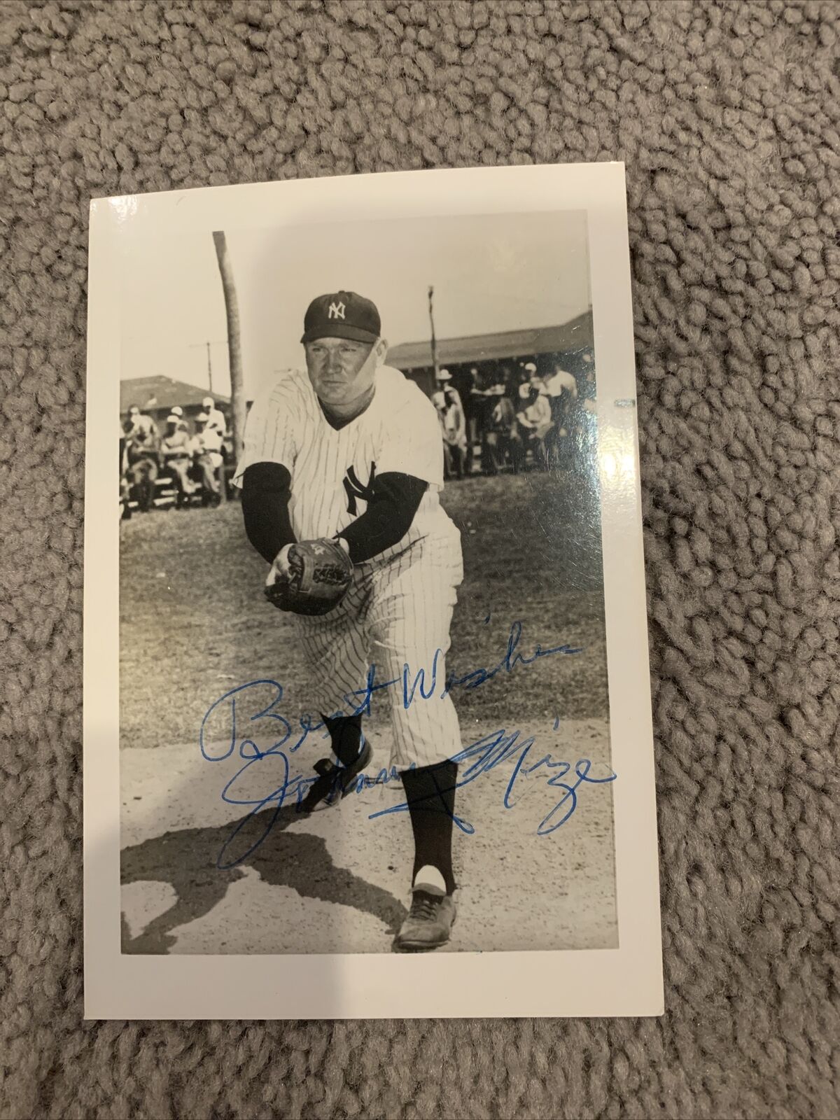 Johnny Mize Giants Signed Vintage Rare 5x7 Photo New York Yankees Hof