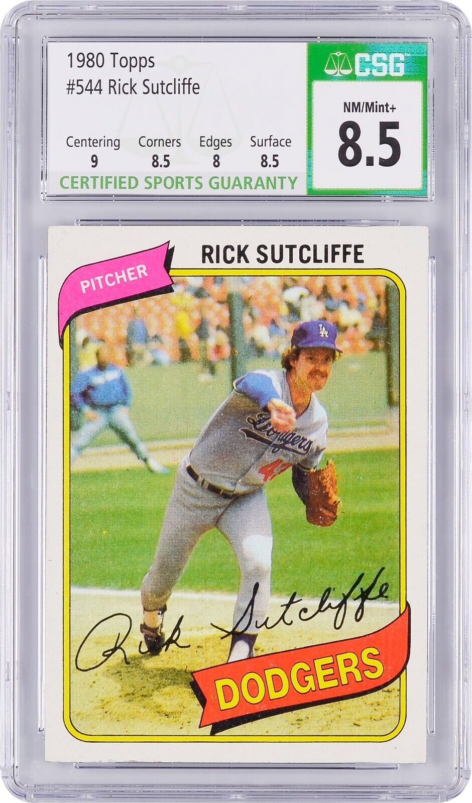 1980 Topps #544 Rick Sutcliffe (CSG 8.5, NM/M+) MLB Baseball, LA Dodgers Pitcher