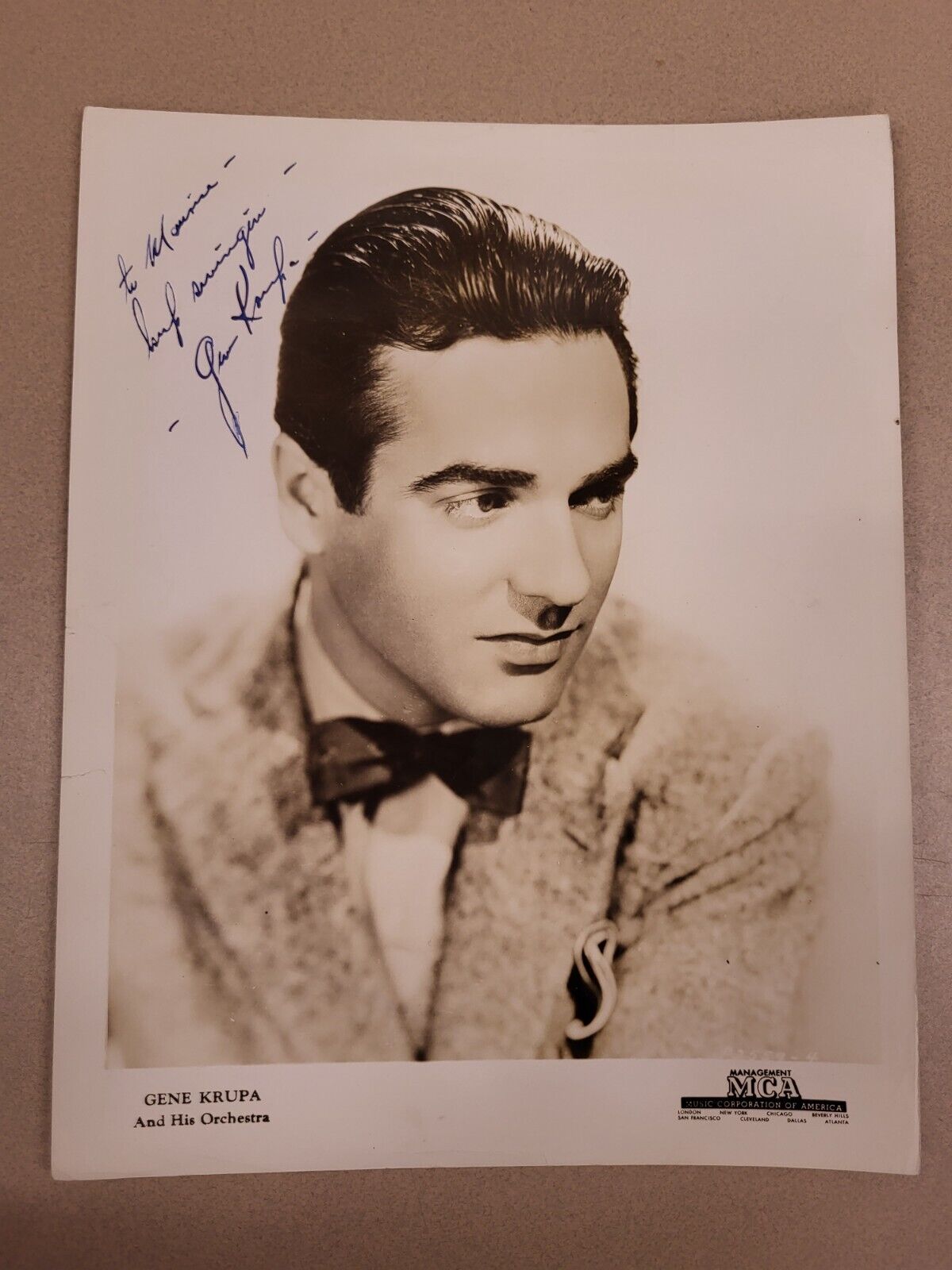 To Maurice Keep Swingin Gene Krupa Autographed 8\