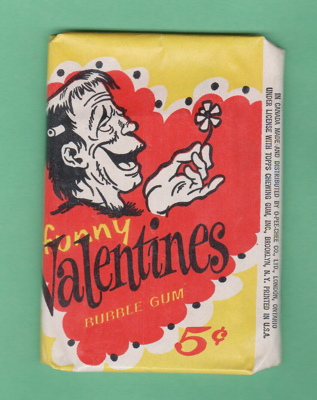 1959 Topps Funny Valentines Frankenstein Pack Variation  Rare No Perforations