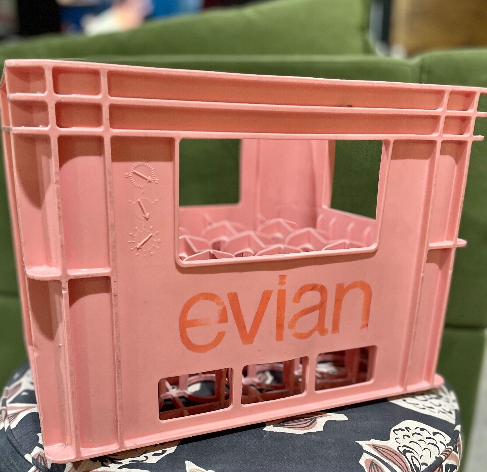 Rare Imported French Pink Evian Crate #EvianCrate