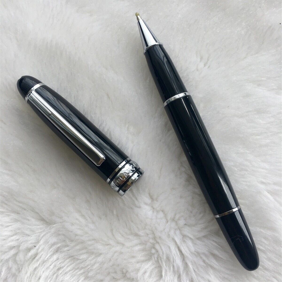 Luxury Le Grande Series Black+Silver Clip 0.7mm nib Rollerball Pen NO BOX
