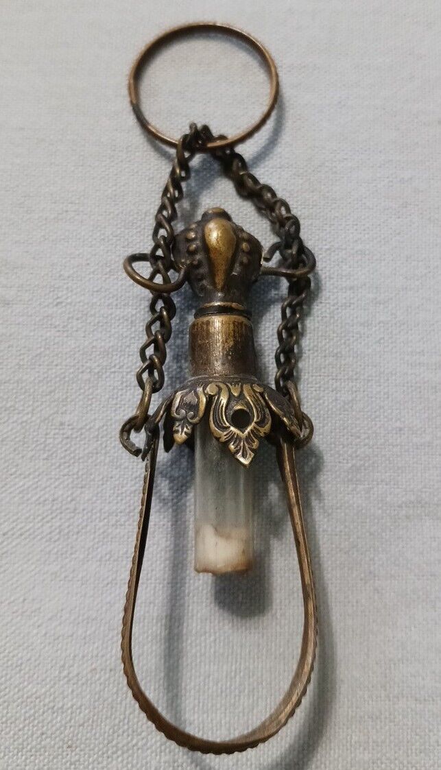 Antique Victorian Perfume Scent Bottle Chatelaine Missing Bottom Casing As Is