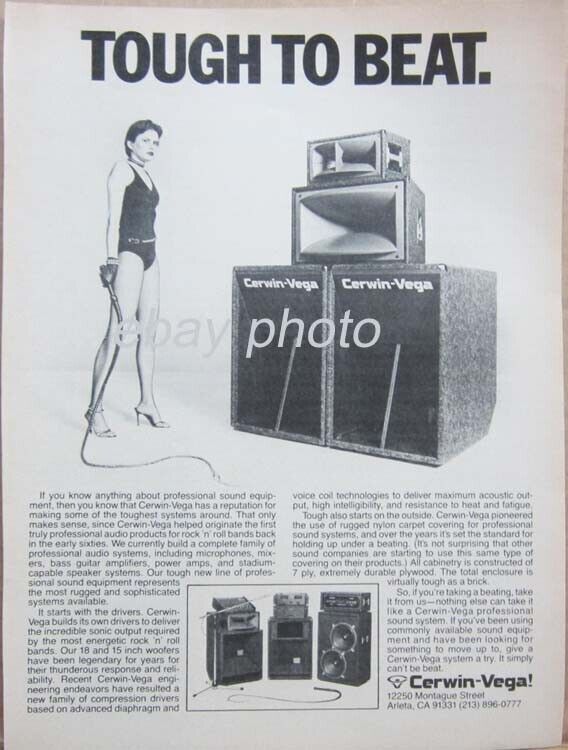 Cerwin-Vega 1982 Vintage Print Ad 8x11 \