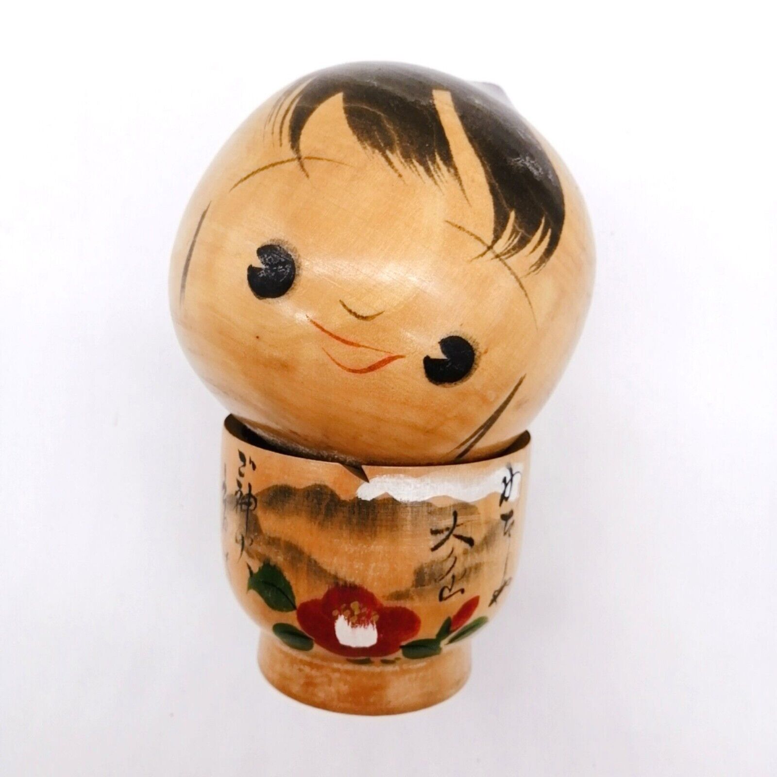 14cm Japanese Creative KOKESHI Doll Vintage by TAKESHI Signed Interior KOB694