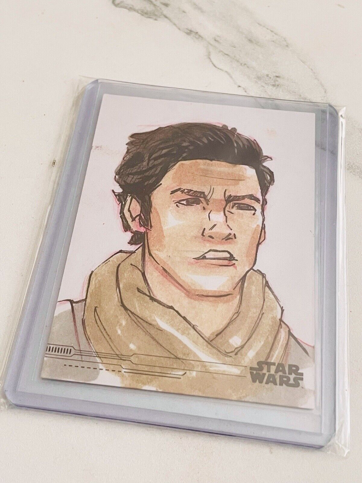 Topps Star Wars Sketch Card Poe Dameron NM 2019 Rise Of Skywalker Rey Paez 1/1