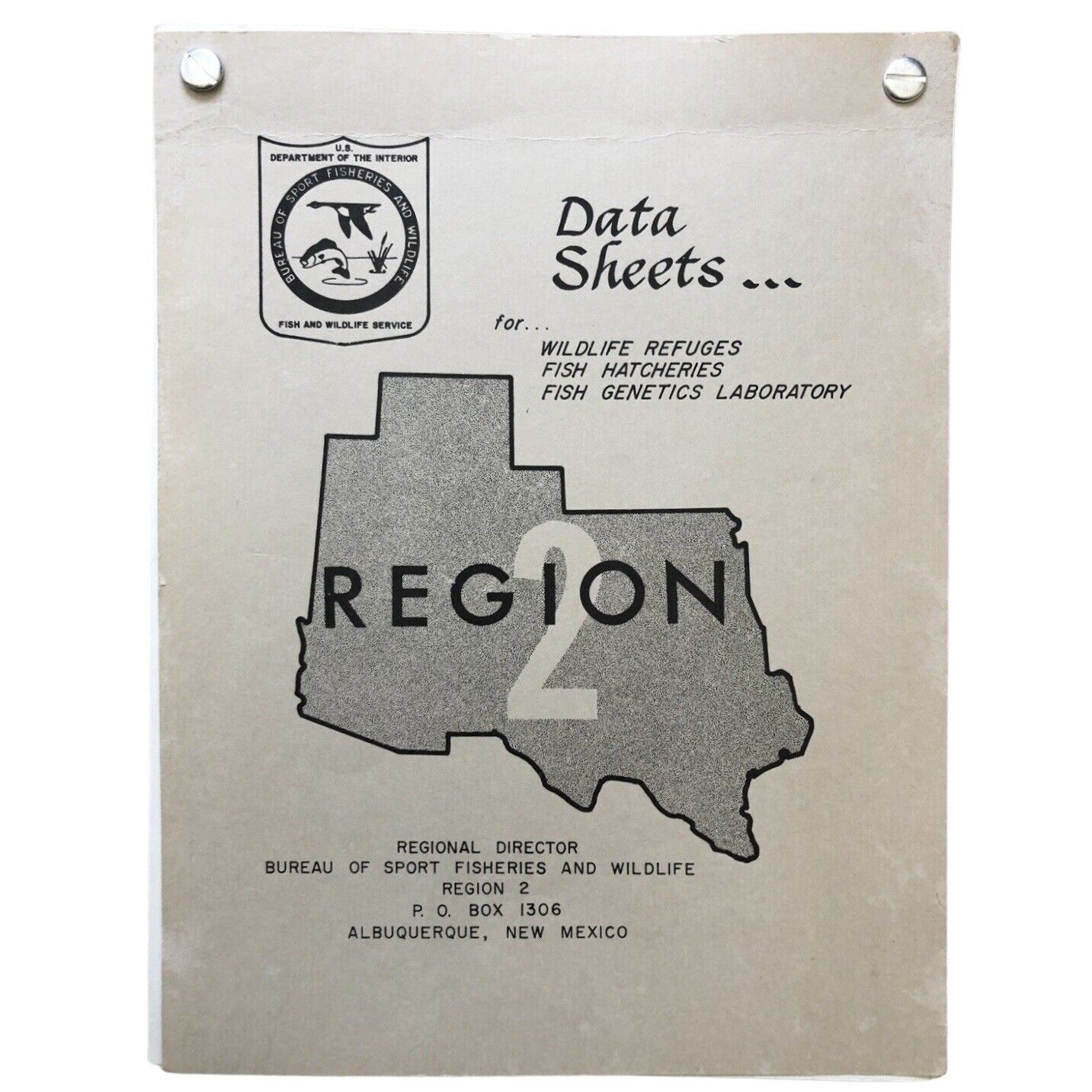 Vintage Feb 1964 Data Sheets for Wildlife Refuges Fish Hatcheries  Region 2