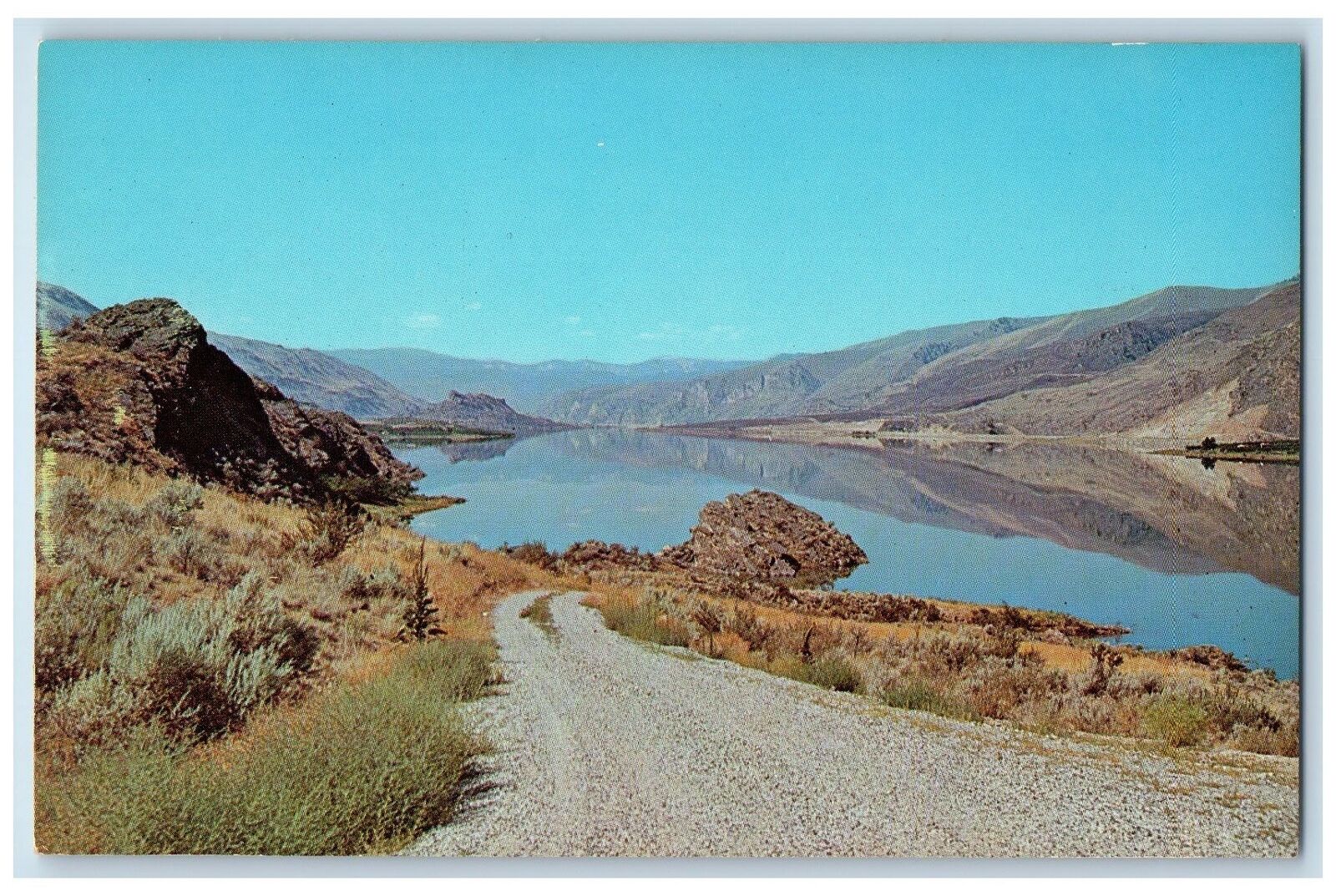 c1960s Lake Entiat Scene Rocky Reach Dam Columbia River Washington WA Postcard