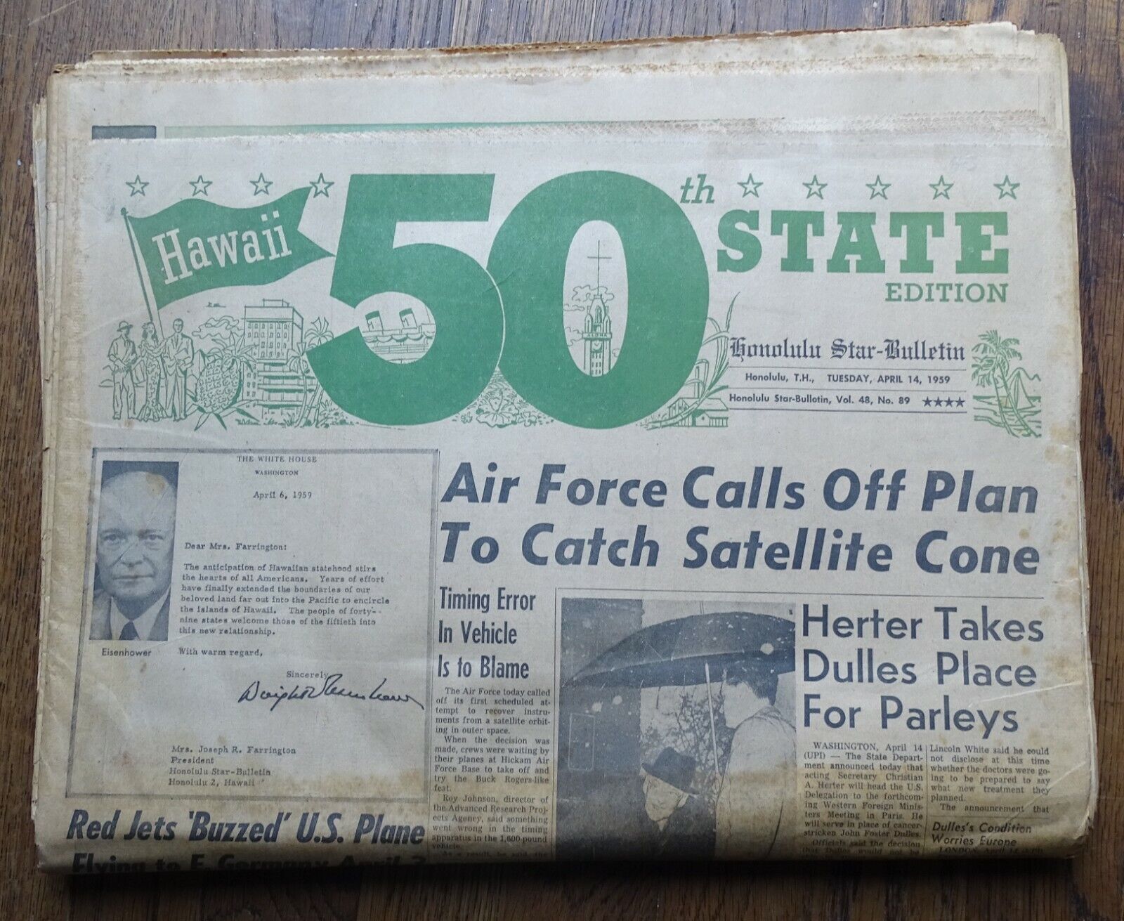 Honolulu Star-Bulletin April 14 1959 HAWAII 50TH STATE complete newspaper HUGE