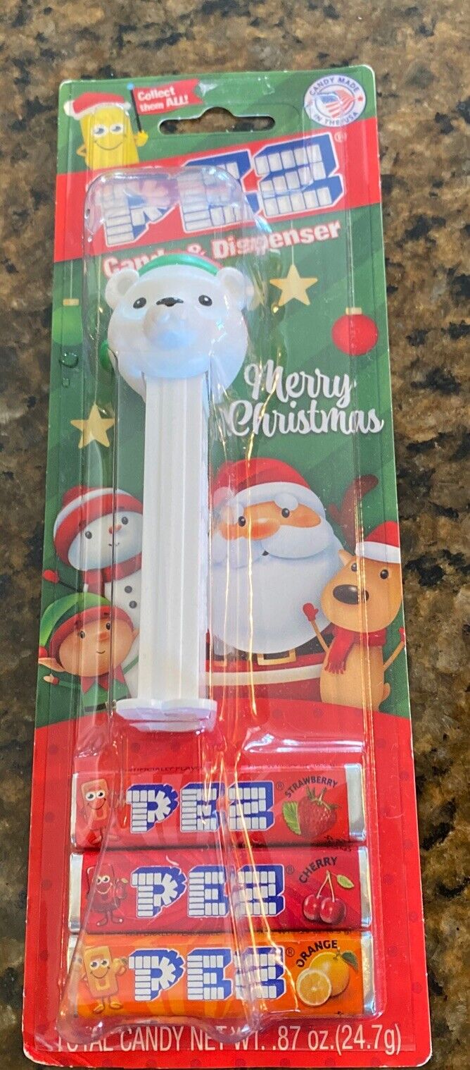 Pezz holiday polar bear dispenser w/ candy Collectible holiday Christmas