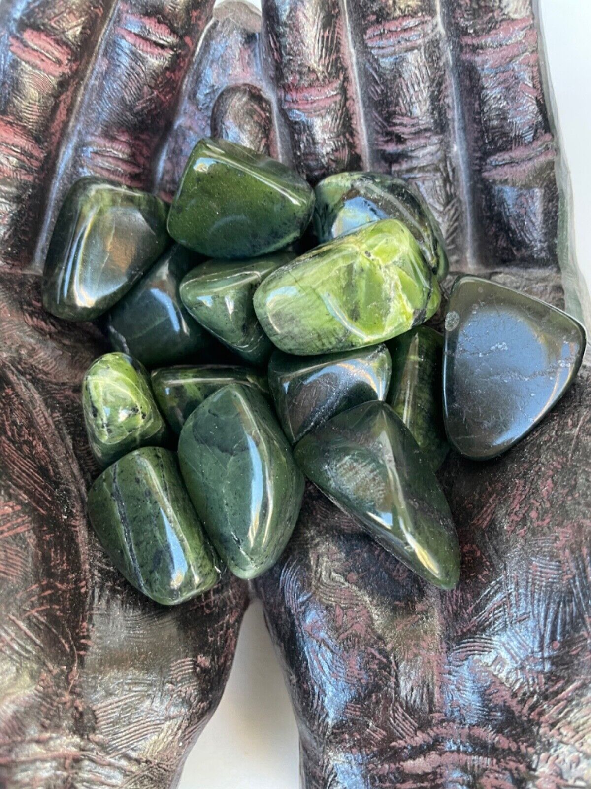 1X Canada Nephrite Jade Tumbled Stones 20-25mm Healing Crystal Health Wealth 