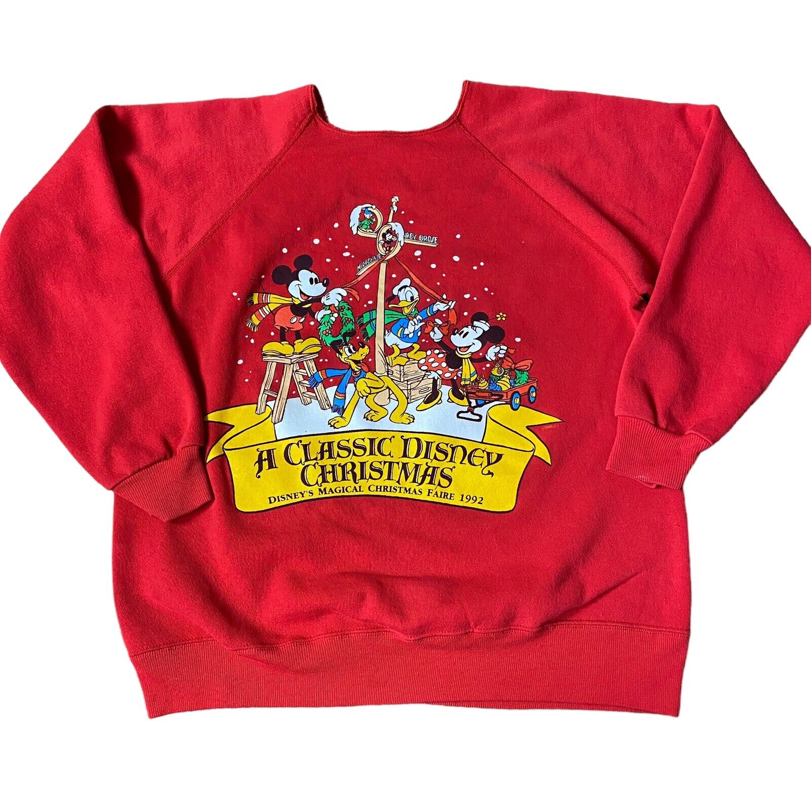 Vintage 90s Disney Magical Christmas Faire Sweatshirt Mickey & Friends Sz Large