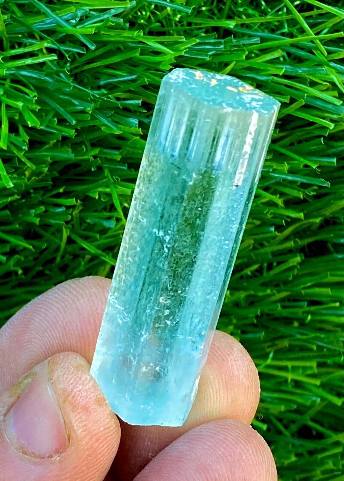 103 carats beautiful blue color aquamarine inside natural needles from shigar