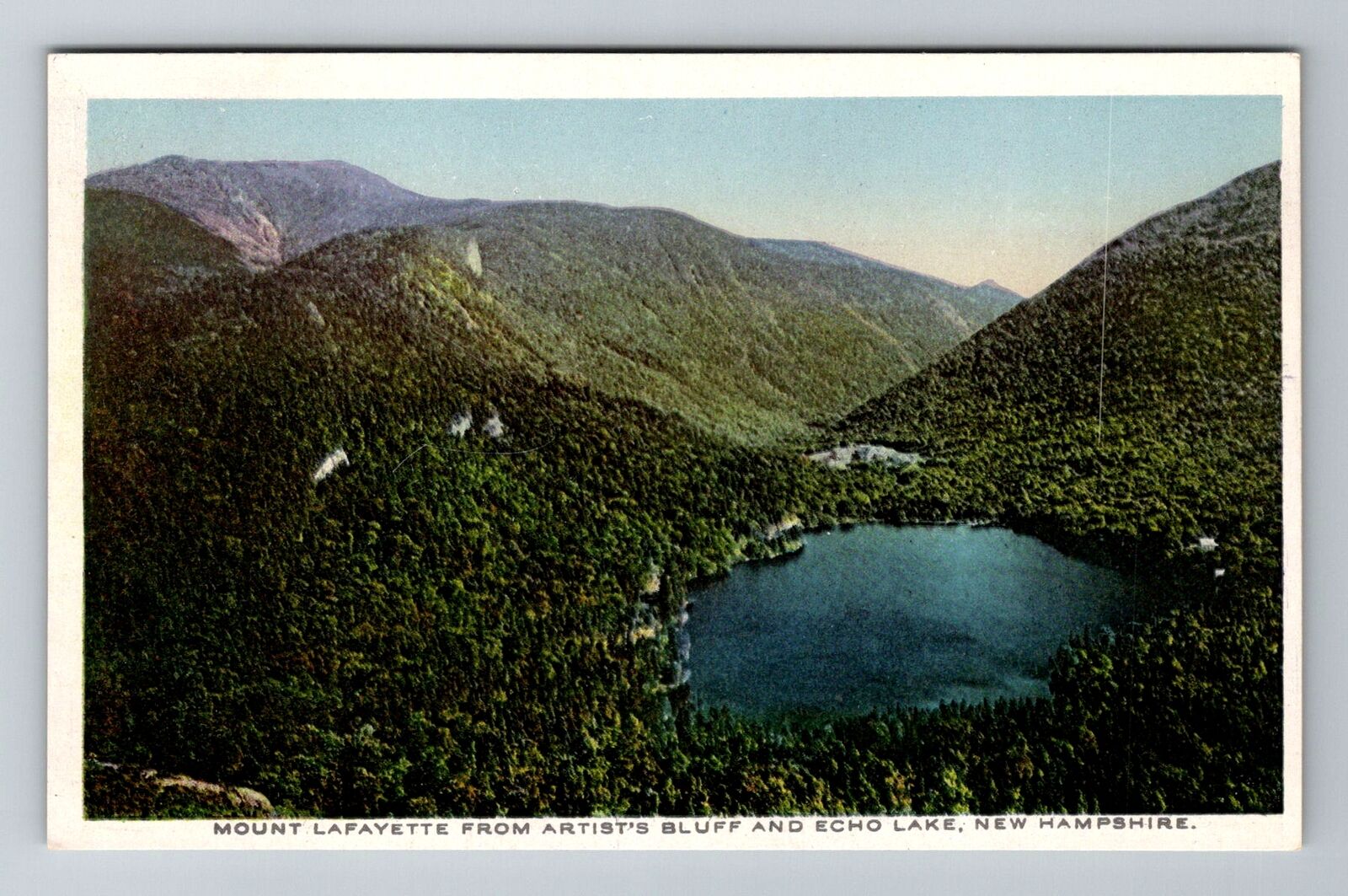 NH-New Hampshire, Aerial Mount Lafayette, Echo Lake, Antique, Vintage Postcard