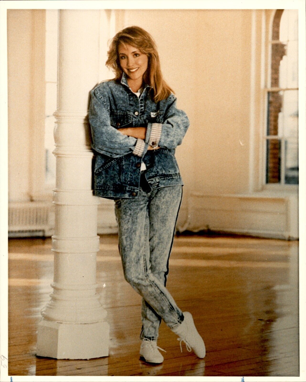 LD304 1987 Original Color Photo DONNA RICE DENIM JEANS AD MODEL Women\'s Fashion