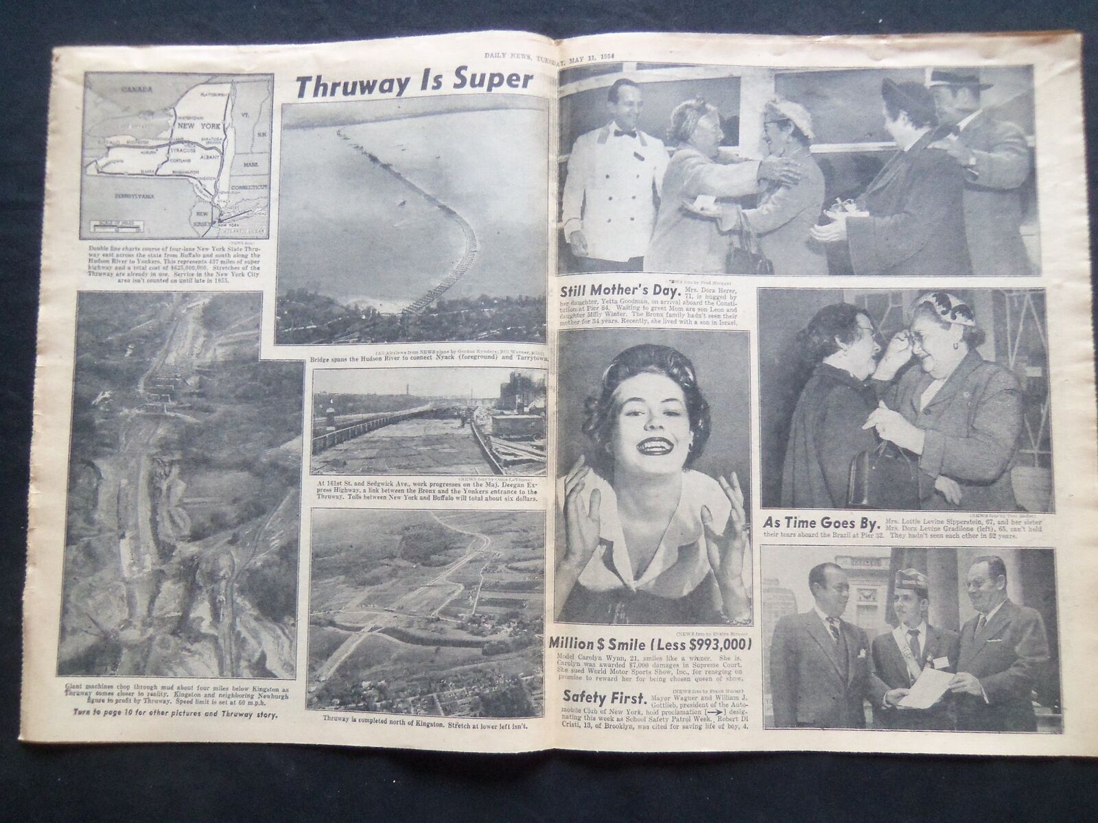 1954 MAY 11 NY DAILY NEWS NEWSPAPER - NY STATE THRUWAY IS SUPER - NP 2514