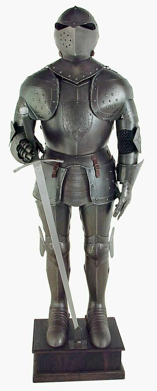 Black Antique Knight Wearable Suit Of Armor Crusader Combat Full Body Armor