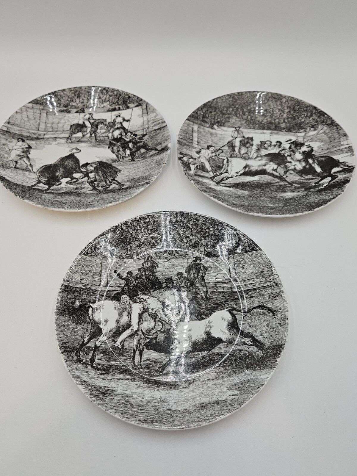 Vintage Pontesa Espana Francisco Goya Lucientes Bullfighting Plates, Set Of 3