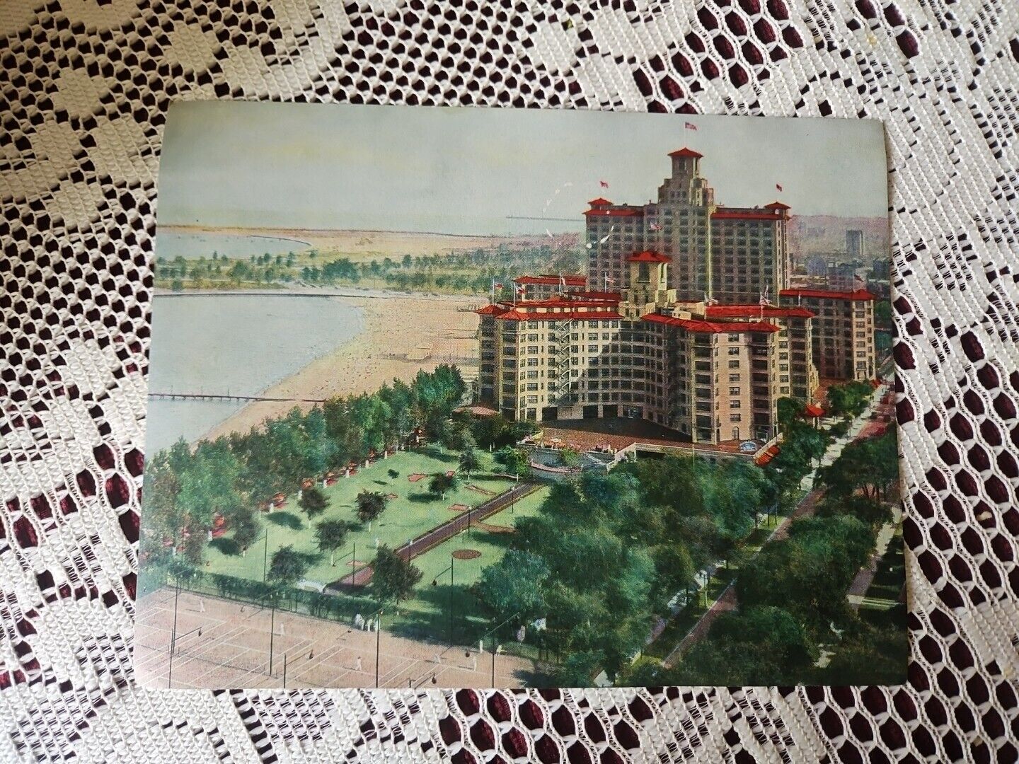 Vintage LARGE Postcard Chicago Illinois, Edgewater Beach Hotel On Lake Michigan 
