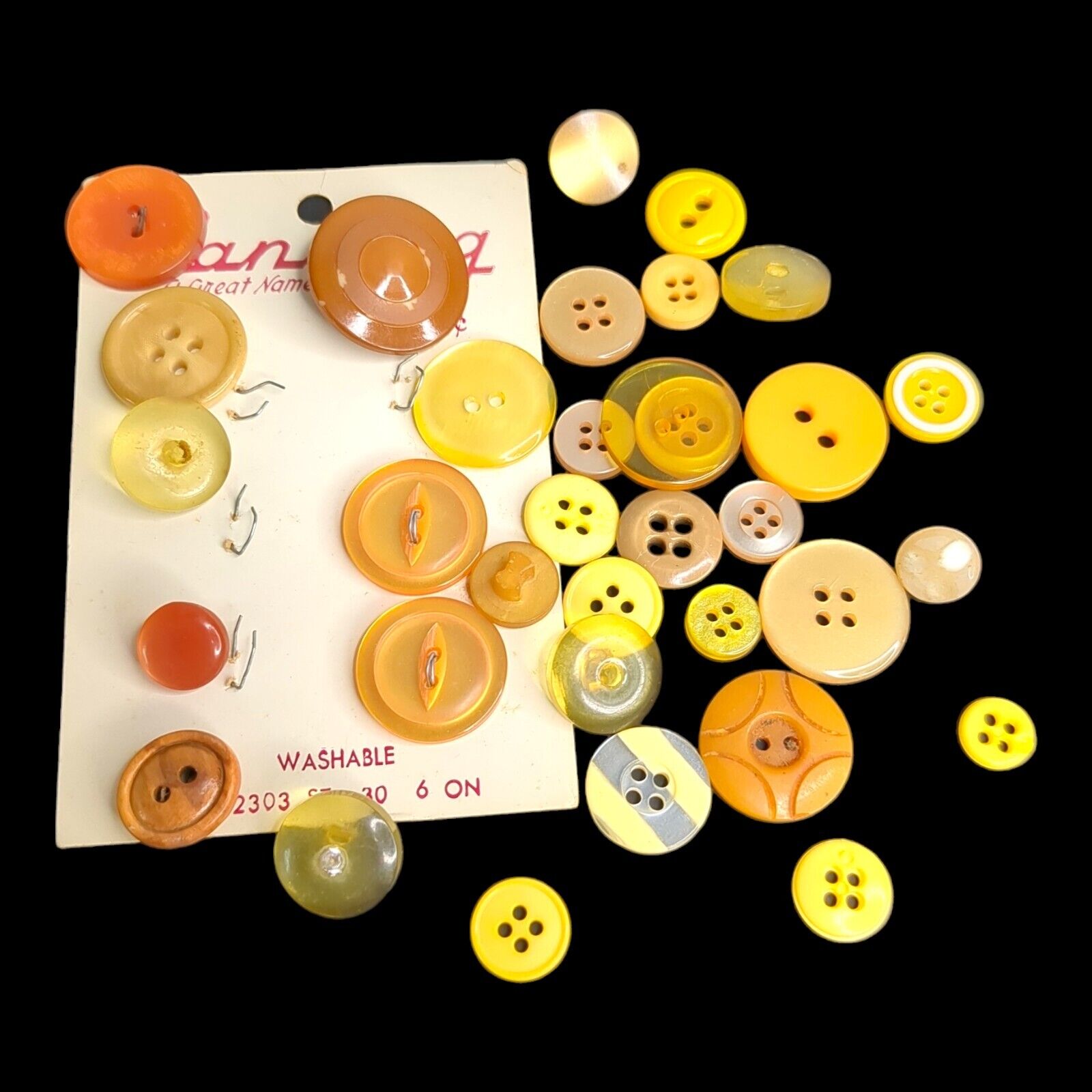 Lot 30+ Vintage Estate Sale Buttons Various Sizes Mostly Gold Black Brown Usable