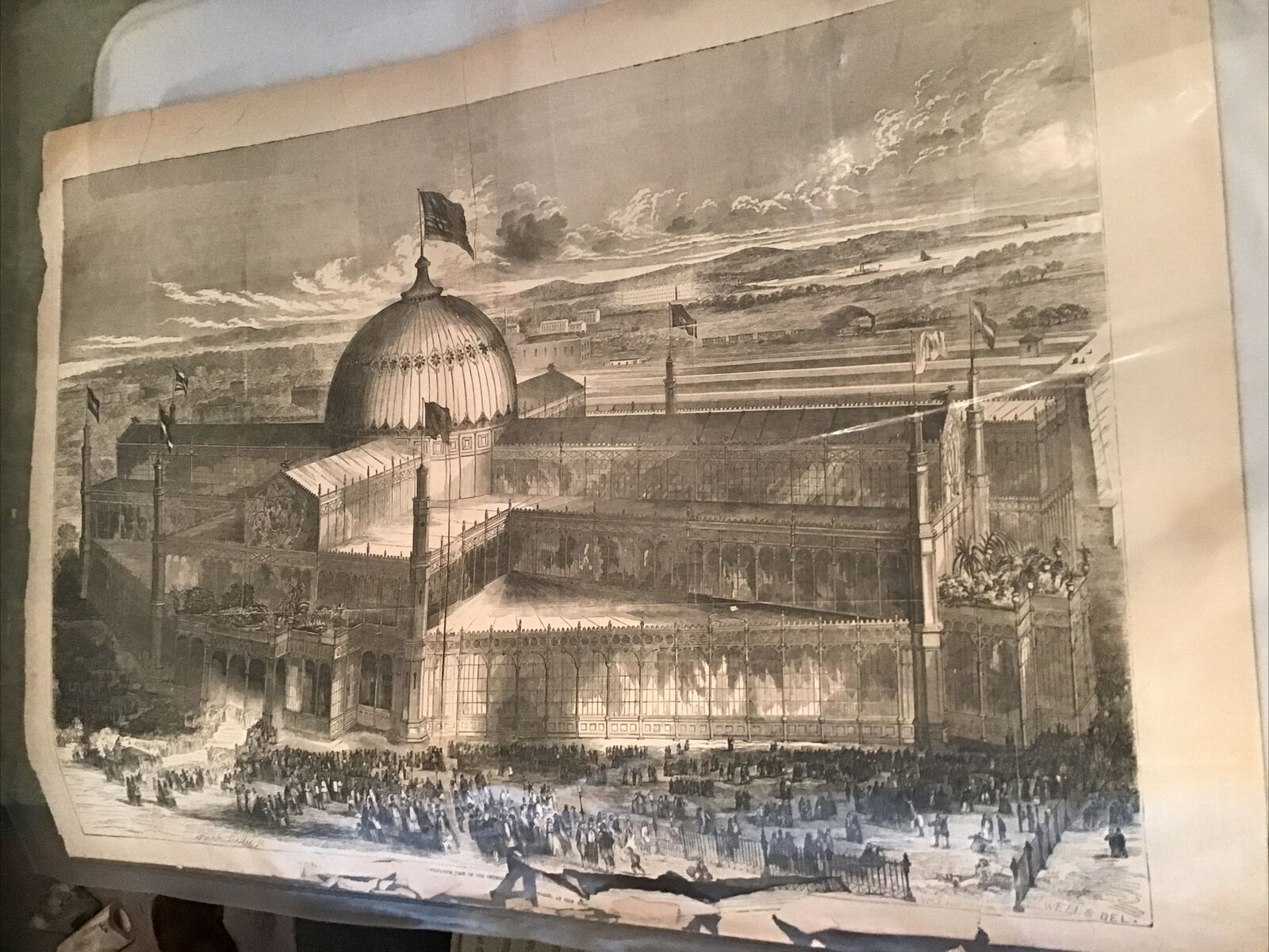Bird’s Eyes View of the Crystal Palace at New York July 23, 1853 Illustrated Sup