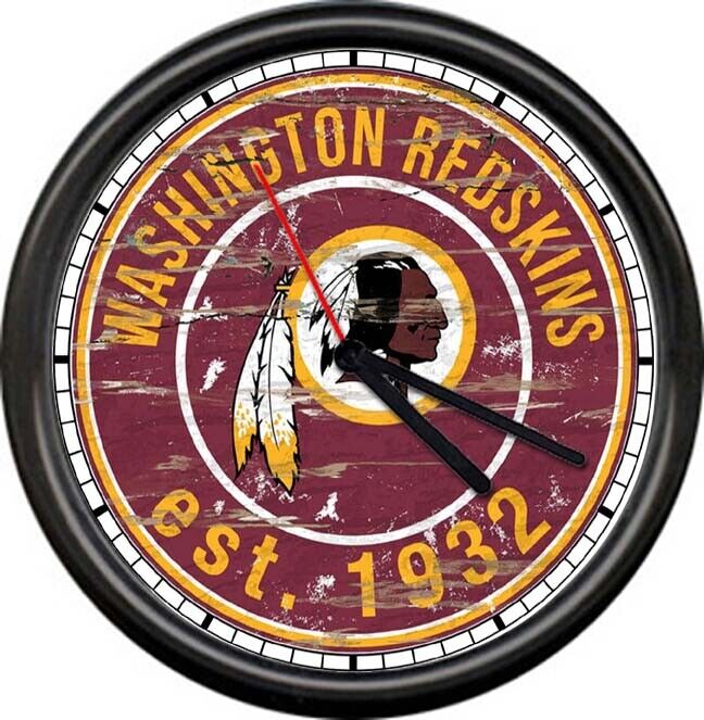 Washington Redskins Retro Rustic Native American Indian Feather Sign Wall Clock