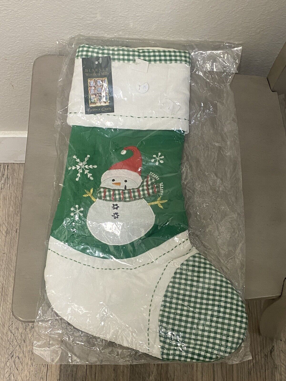 Blarney Woolen Mills Snowman Stocking Green Ireland Vintage (Christmas Stocking)