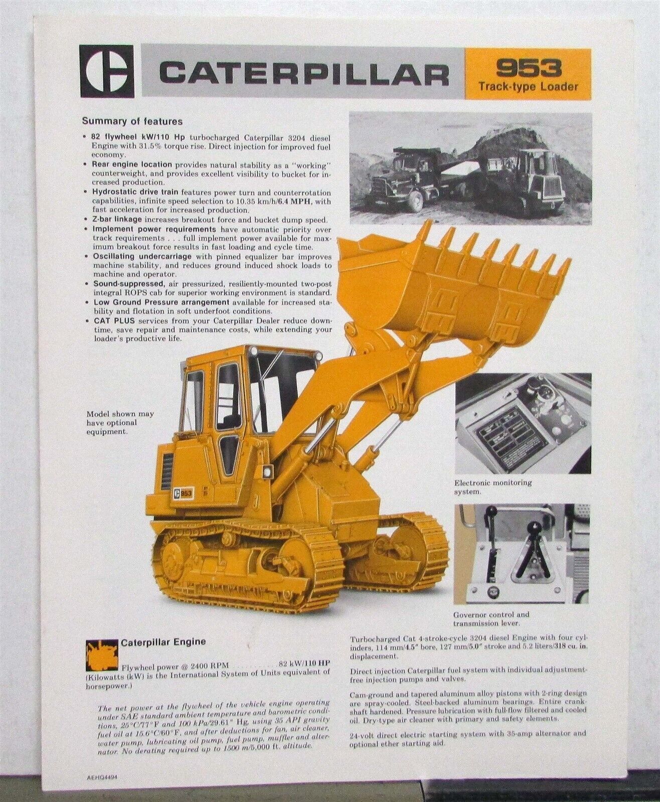 1984 Caterpillar 953 Track Type Loader Features Sales Tri-Folder