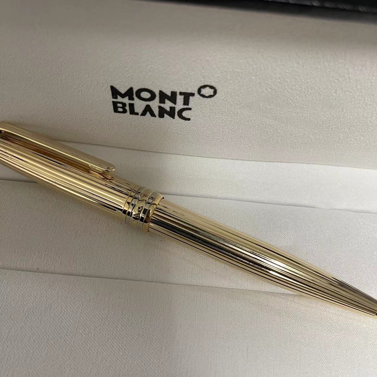 New Authentic Montblanc 2866 Meisterstuck Ballpoint Gold Star Pen 164P