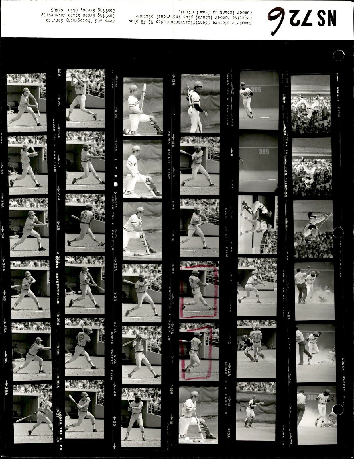 LD230 1973 Orig Contact Sheet Photo DAVE CASH PITTSBURGH PIRATES HOUSTON ASTROS