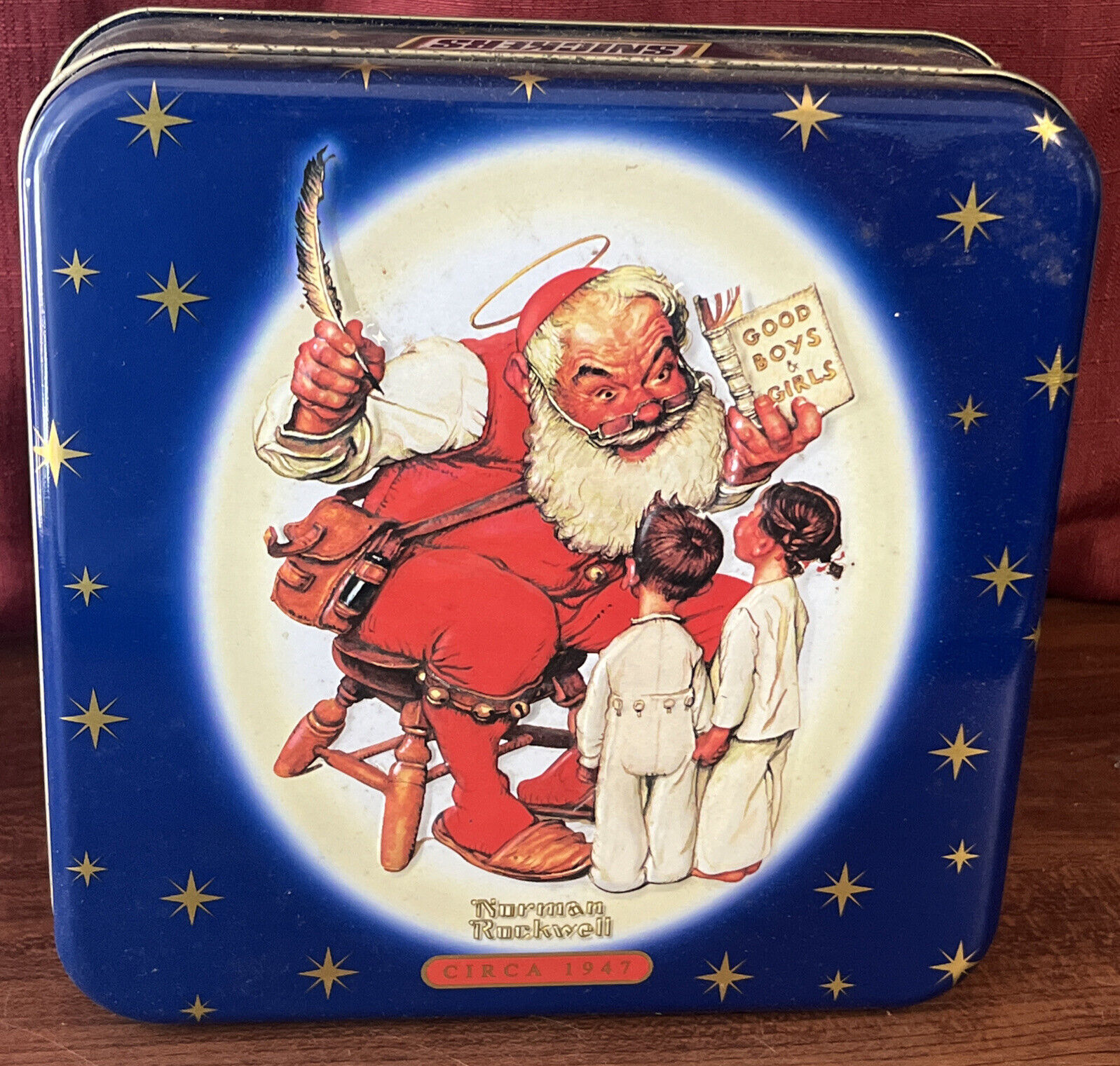 Snickers Christmas Collectors Tin 1994 Norman Rockwell Collectors Santa