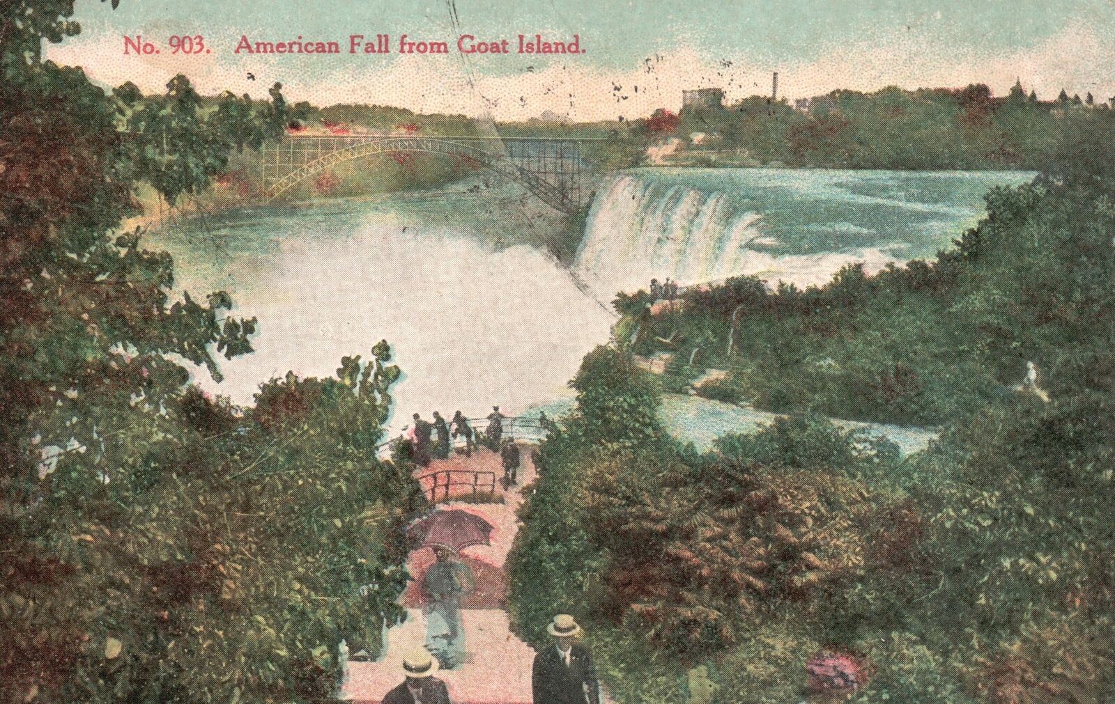 Vintage Postcard 1910 American Fall From Goat Island Scenic Waterfalls New York