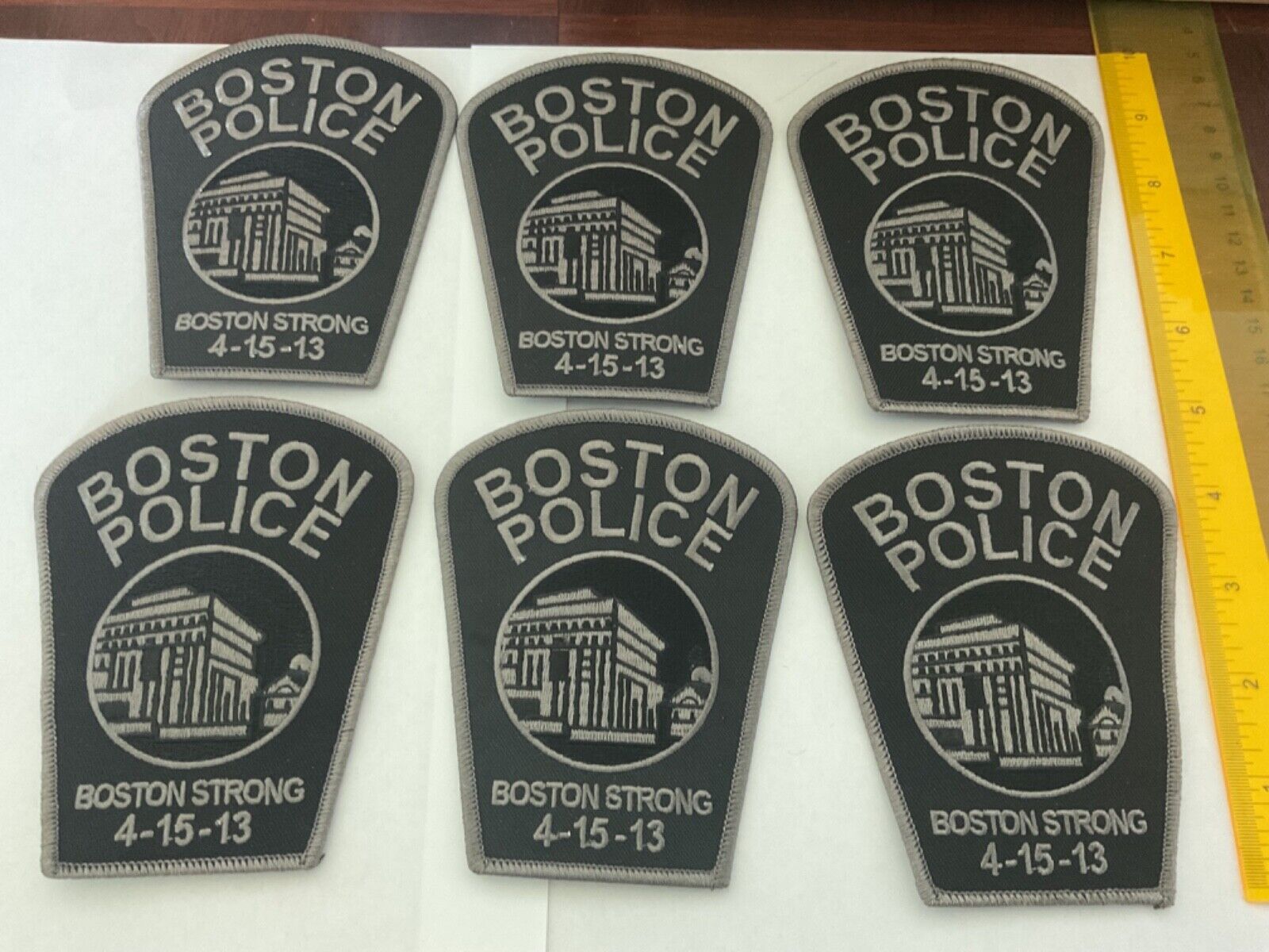 Boston Police ,Boston Strong 4-13-13 collectable  Subdued Patch Set 6 pieces.