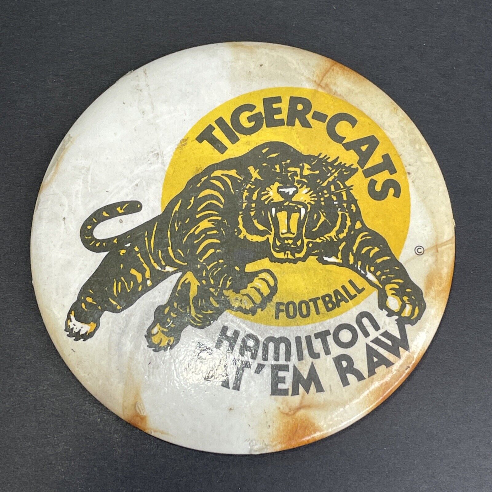 Vintage 1950\'s Hamilton Tiger Cats Ti-Cats CFL Football Old Logo Pinback Button
