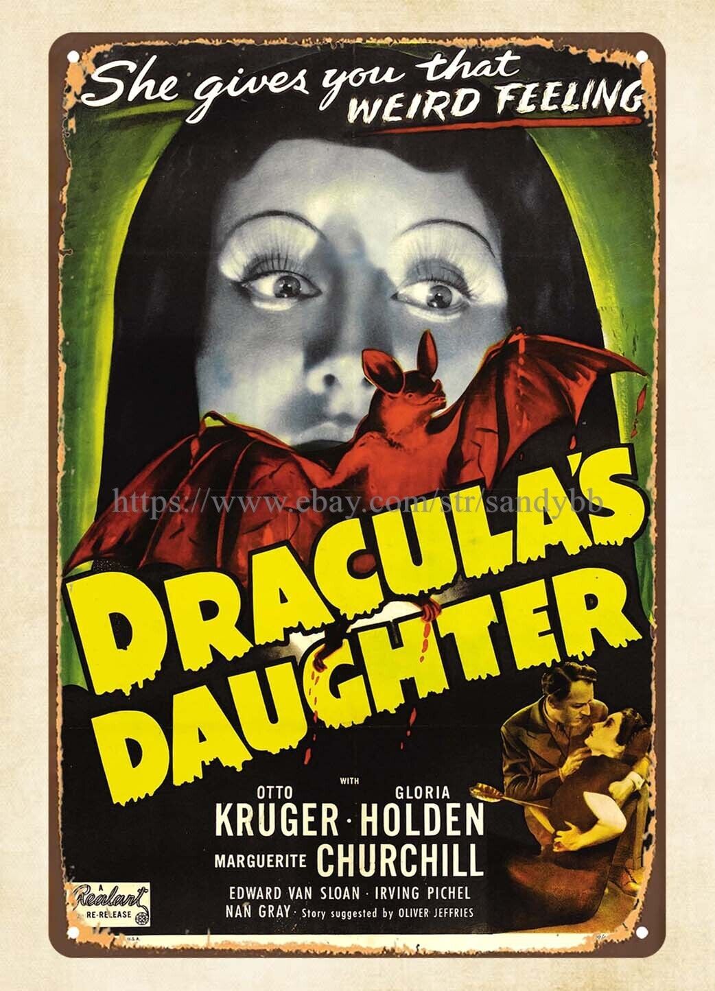inexpensive home Dracula’s Daughter 1936 horror movie poster metal tin sign