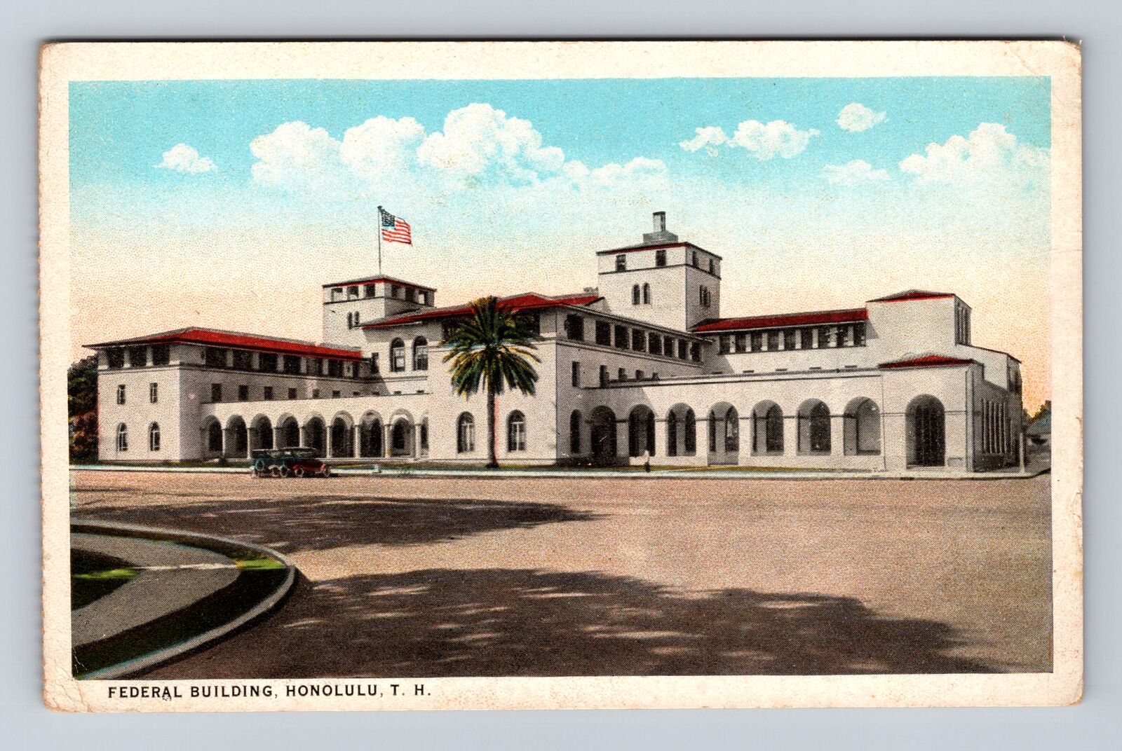Honolulu HI-Hawaii, Federal Building, Antique, Vintage Souvenir Postcard