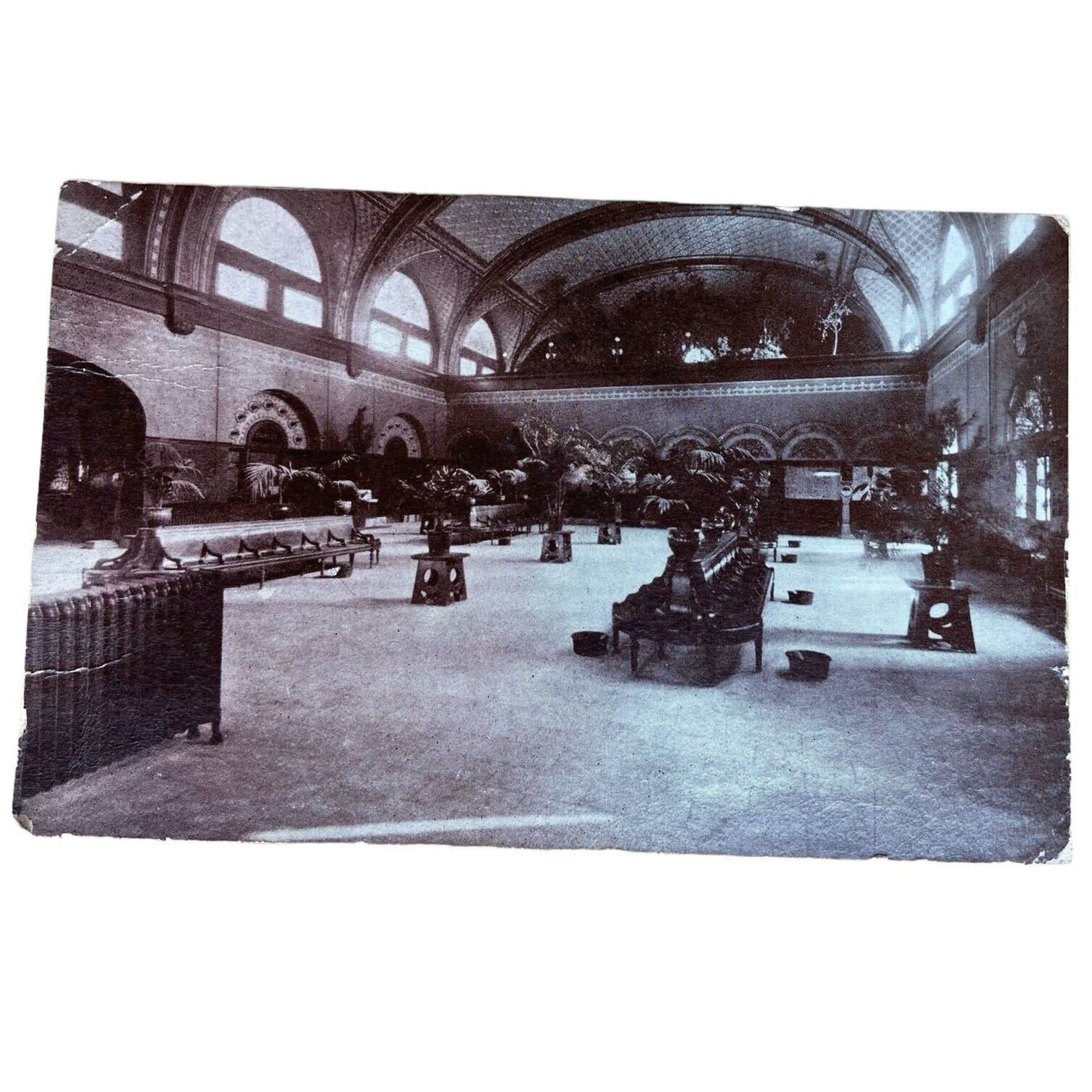 Postcard TX Fort Worth Interior Union Passenger Train Station Fred Harvey 1908
