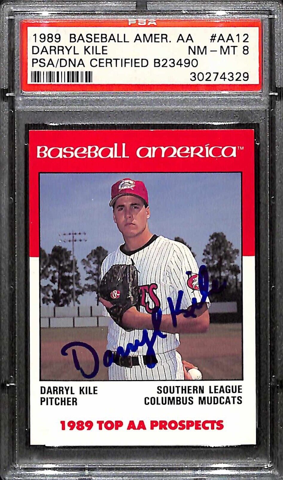 1989 Baseball America #AA-12 Darryl Kile TOP AA PROSPECTS SIGNED PSA NM-MT 8 