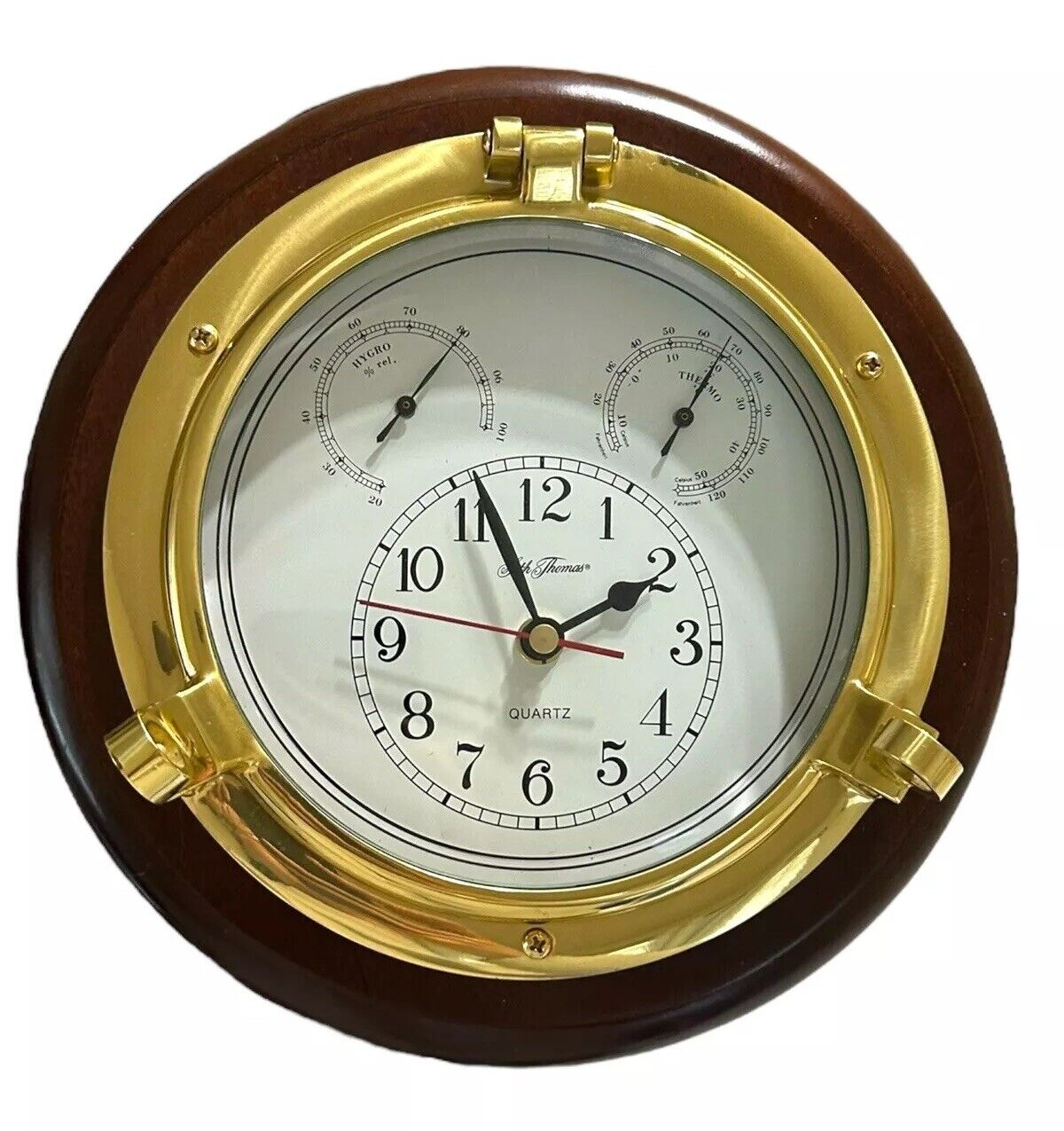 Seth Thomas Meridian #1046 Wall Clock & Hygro & Thermo Gages Navistar Meridian