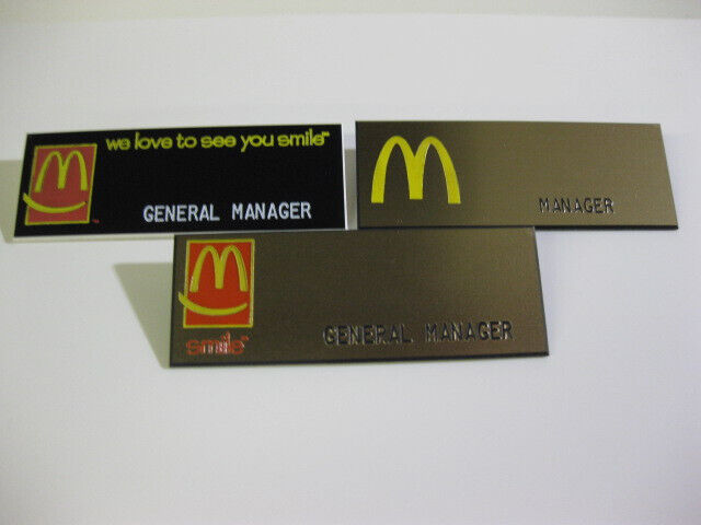 McDONALD\'S Uniform employee Name badges w/ management titles ** 3 different