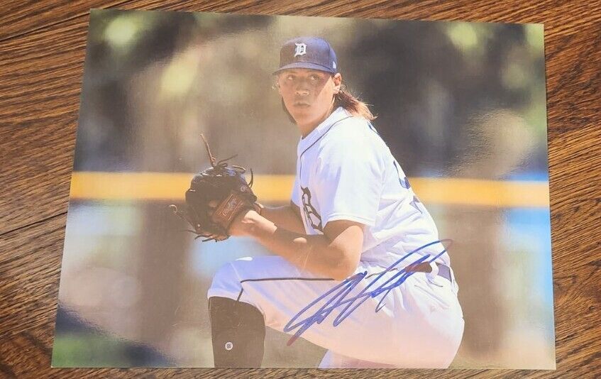 WILMER FLORES SIGNED 8X10 PHOTO DETROIT TIGERS PROSPECT PITCHER COA+PROOF WOW 