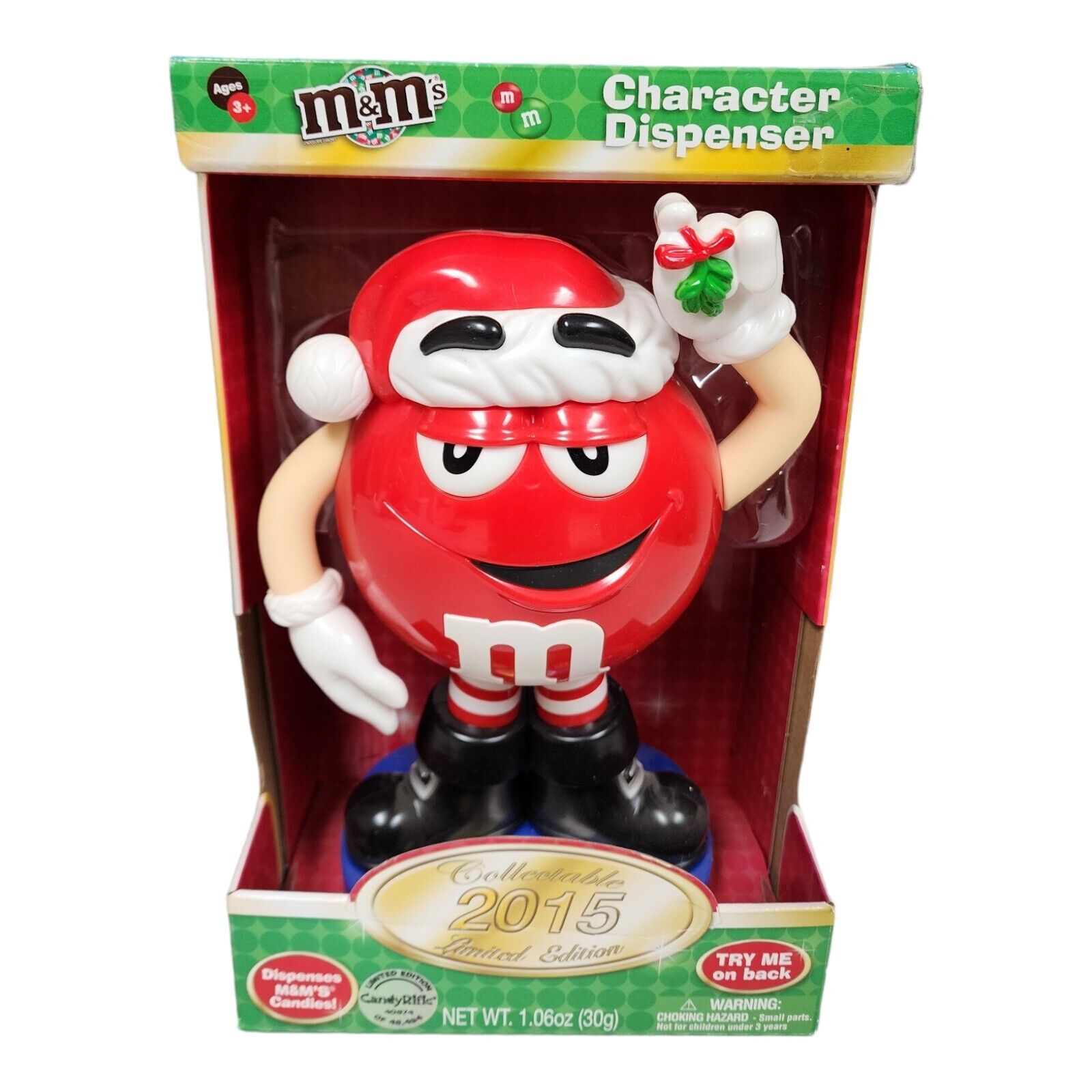 Vintage M&M\'s Candy Dispenser Limited Edition Christmas Collectible 2015 w/ Box