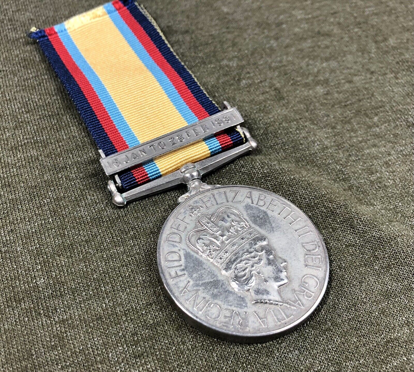 British Gulf War Medal w/ Clasp Royal Fleet Auxiliary Named Desert Storm RFA